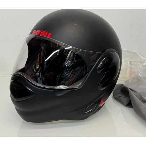 165 - A Davida motorcycle crash helmet size L with flip up chin guard and spare visor.

This lot is availa... 