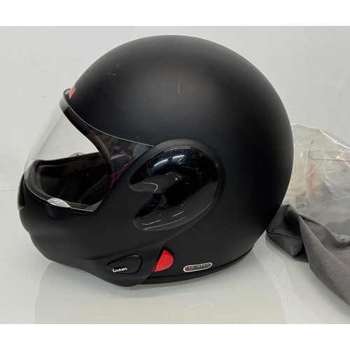 165 - A Davida motorcycle crash helmet size L with flip up chin guard and spare visor.

This lot is availa... 