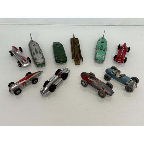 210 - A collection of die cast model land speed record race cars and motor racing cars. Dinky etc.

This l... 