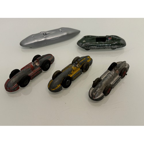 211 - A collection of five model motor racing cars. Dinky etc.

This lot is available for in-house shippin... 