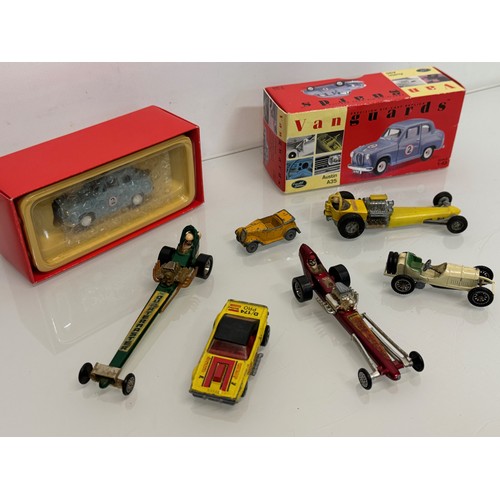 214 - Diecast toys, racing motor cars and a boxed Vanguard Austin A 35. Matchbox etc.

This lot is availab... 