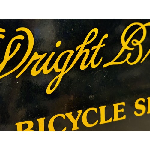 238 - Aeronautical Cycling interest, an enamel advertising sign, Wright Brothers Bicycle Shop 30.5 cm  x 2... 