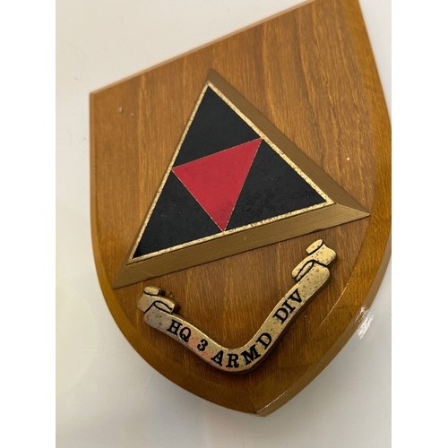 242 - Militaria regimental plaque British Army HQ 3 Armoured Division.

This lot is available for in-house... 