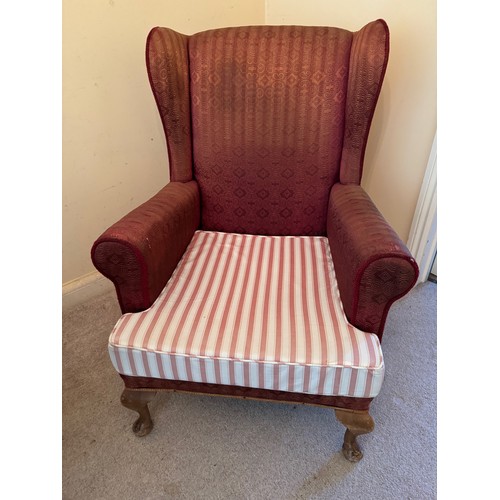 45 - Wing backed armchair.

This lot is collection only.