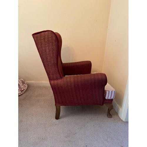 45 - Wing backed armchair.

This lot is collection only.