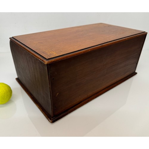 225 - Wooden office Furniture, storage box, a table top tambor fronted stationary storage box for restorat... 