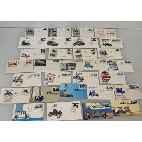 366 - Automobilia, Stamps, a collection of first day covers American motoring subjects. Ford, Stutz and Mo... 