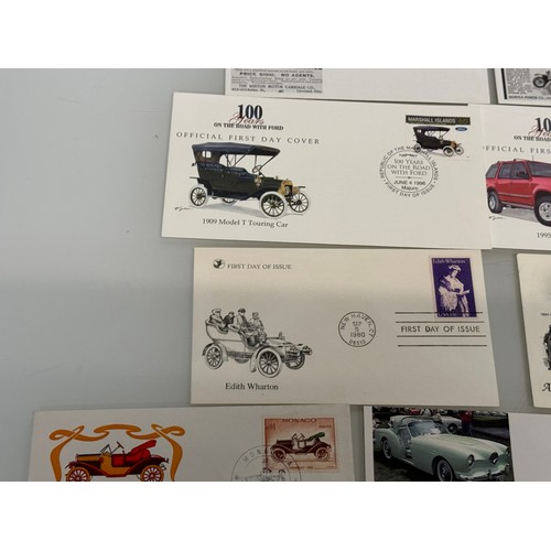 366 - Automobilia, Stamps, a collection of first day covers American motoring subjects. Ford, Stutz and Mo... 