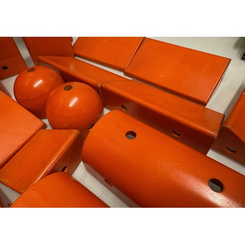 388 - Toys, German designer building blocks, good quantity of orange plastic large scale construction bric... 