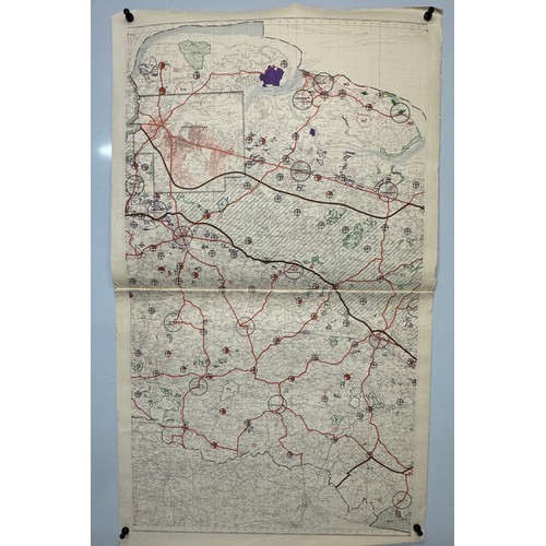 456 - Kent, county of England, Three maps showing predicted development dated 1947. Each is 110 cm x 62 cm... 