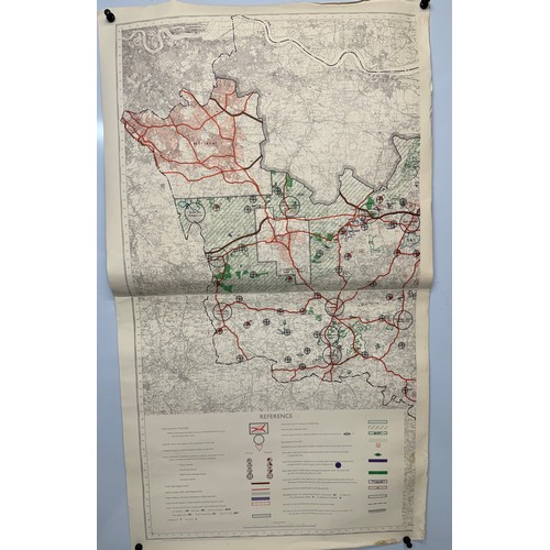 456 - Kent, county of England, Three maps showing predicted development dated 1947. Each is 110 cm x 62 cm... 