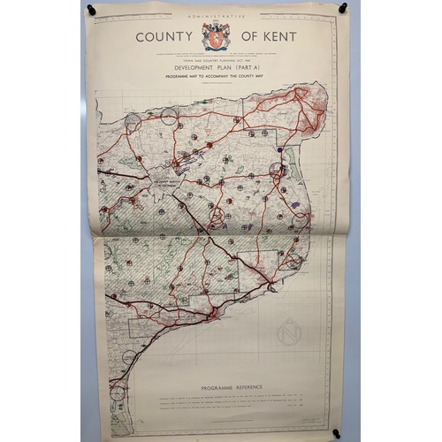 456 - Kent, county of England, Three maps showing predicted development dated 1947. Each is 110 cm x 62 cm... 