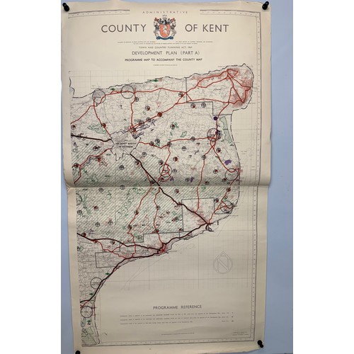 456 - Kent, county of England, Three maps showing predicted development dated 1947. Each is 110 cm x 62 cm... 