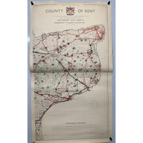 456 - Kent, county of England, Three maps showing predicted development dated 1947. Each is 110 cm x 62 cm... 