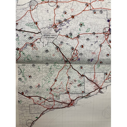 456 - Kent, county of England, Three maps showing predicted development dated 1947. Each is 110 cm x 62 cm... 