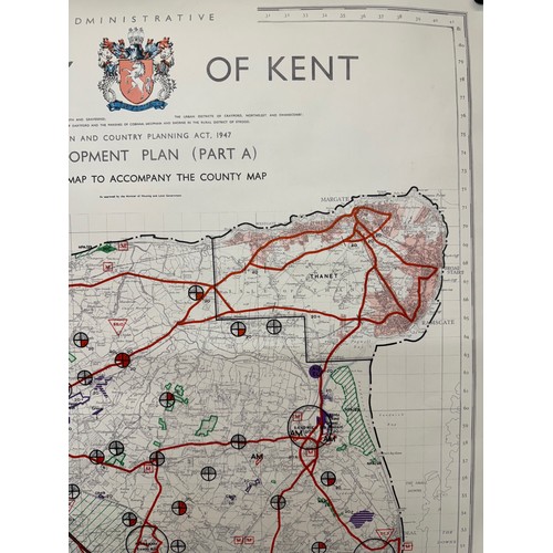 456 - Kent, county of England, Three maps showing predicted development dated 1947. Each is 110 cm x 62 cm... 