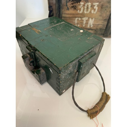 488 - Militaria, Two military wooden Ammunition / instrument crates targets cases and clips etc.

This lot... 