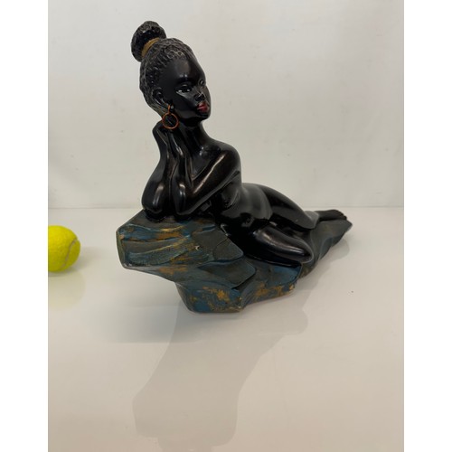 19 - Kitch painted chalk figure of a reclining female marked J.P. – M.D. 45 cm long.

This lot is availab... 