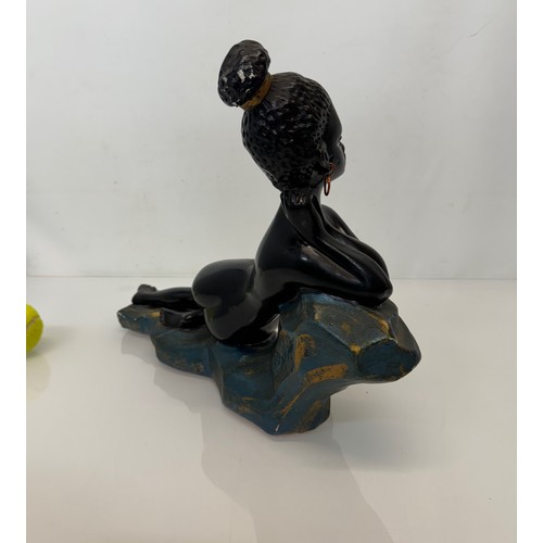 19 - Kitch painted chalk figure of a reclining female marked J.P. – M.D. 45 cm long.

This lot is availab... 