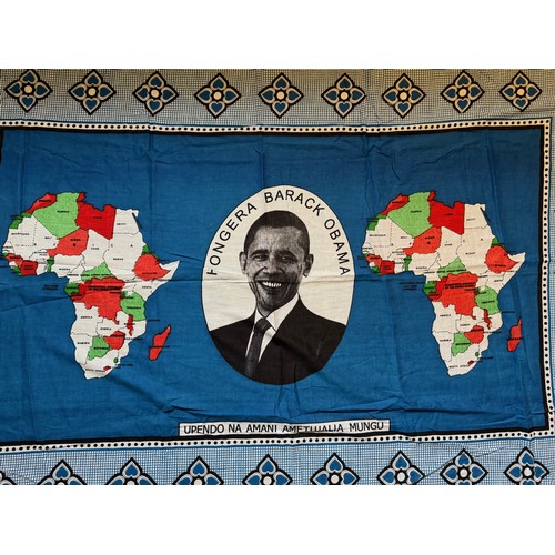 29 - A khanga cloth from Tanzania congradulating Barack Obama on his selection as US President. 144 cm x ... 