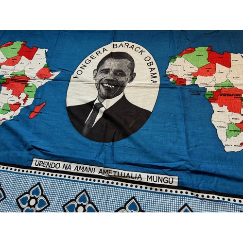 29 - A khanga cloth from Tanzania congradulating Barack Obama on his selection as US President. 144 cm x ... 