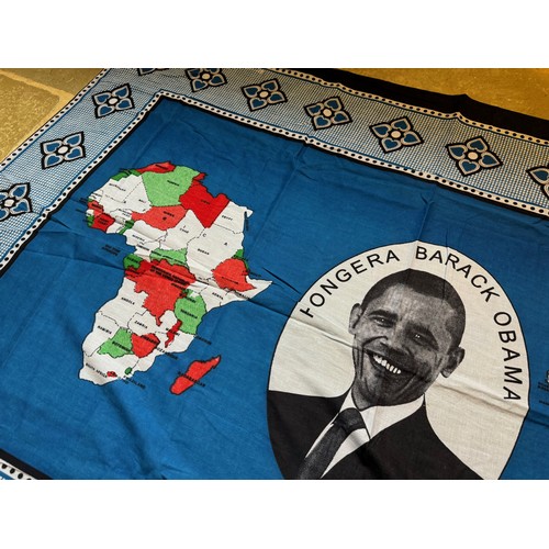 29 - A khanga cloth from Tanzania congradulating Barack Obama on his selection as US President. 144 cm x ... 