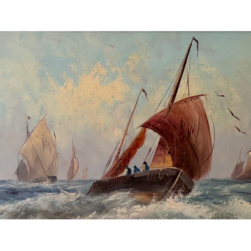 45 - C20th Maritime painting, a pair of impressionist oils of fishing boats at work.
Signed E Chester.

T... 