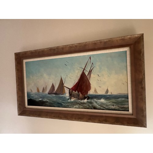 45 - C20th Maritime painting, a pair of impressionist oils of fishing boats at work.
Signed E Chester.

T... 