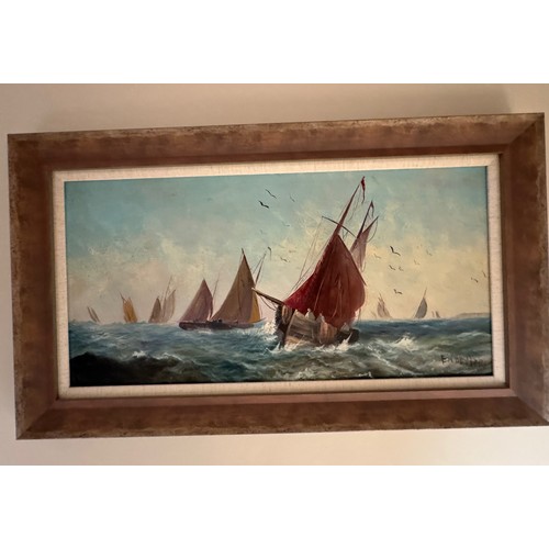 45 - C20th Maritime painting, a pair of impressionist oils of fishing boats at work.
Signed E Chester.

T... 