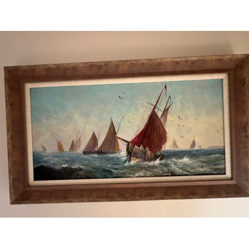 45 - C20th Maritime painting, a pair of impressionist oils of fishing boats at work.
Signed E Chester.

T... 