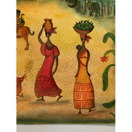 46 - Naive ethnic folk art, a colour full Caribbean scene on water colour paper. 50 cm. x 32.5 cm.

This ... 