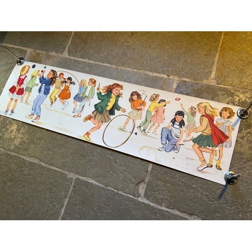 62 - Vintage poster of young girls at play, 118 cm x 32.5 cm.

This lot is available for in-house shippin... 