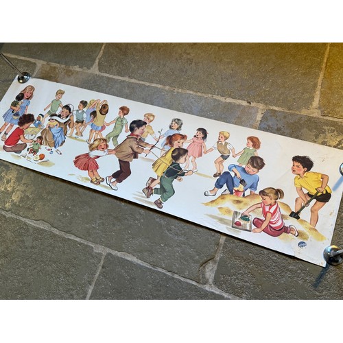 63 - Vintage poster of young children at play, 118 cm x 32.5 cm.

This lot is available for in-house ship... 