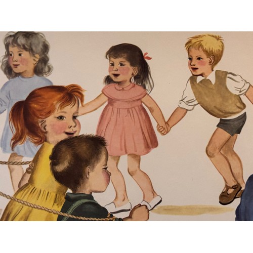 63 - Vintage poster of young children at play, 118 cm x 32.5 cm.

This lot is available for in-house ship... 