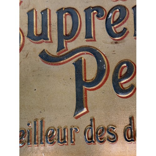 64 - Breweryana, an embossed and lithographed tin plate sign for Supreme Pernot, 43 cm x 28 cm.

This lot... 