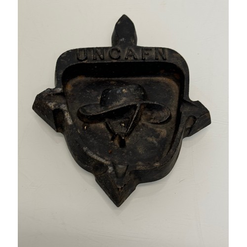 75 - Militaria, UNCAFN, French military veterans branded cast iron ash tray, 16 cm long.

This lot is ava... 