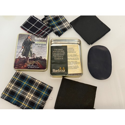 179 - An illustrated tin containing a repair kit for Barbour wax jackets. 16 cm x 12cm.

This lot is avail... 