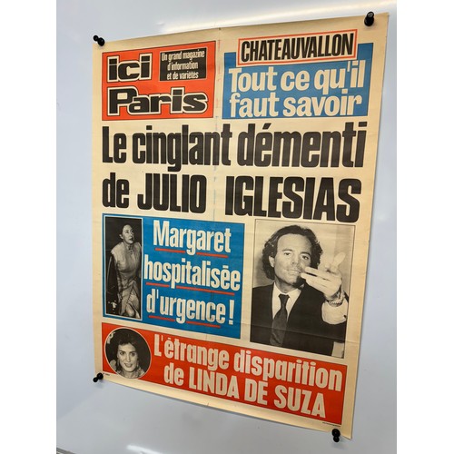 200 - A Newspaper advertising poster featuring Princess Margaret and Julio Iglesias, 76 cm x 58 cm.

This ... 