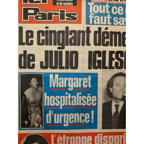 200 - A Newspaper advertising poster featuring Princess Margaret and Julio Iglesias, 76 cm x 58 cm.

This ... 