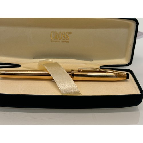 274 - Writing instruments, a rolled gold Cross fountain pen with 18ct nib, boxed.

This lot is available f... 