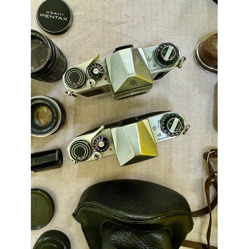 309 - A Collection of 1960s Pentax 35mm SLR Camera Equipment. Includes 2 Pentax SV 35mm Cameras with Cases... 