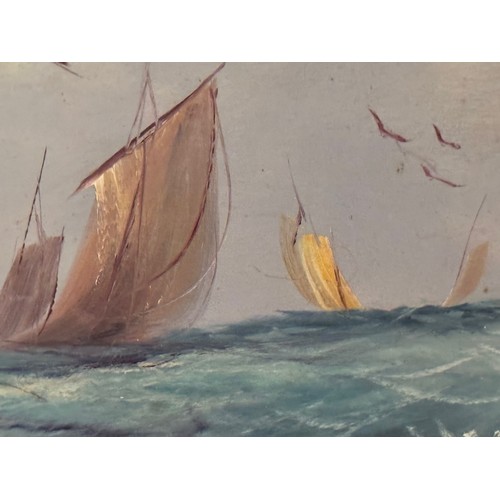 62 - C20th Maritime painting, a pair of impressionist oils of fishing boats at work.
Signed E Chester.

T... 