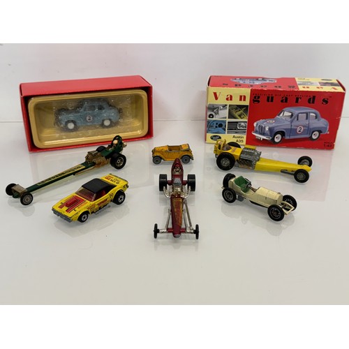 352 - Diecast toys, racing motor cars and a boxed Vanguard Austin A 35. Matchbox etc.

This lot is availab... 