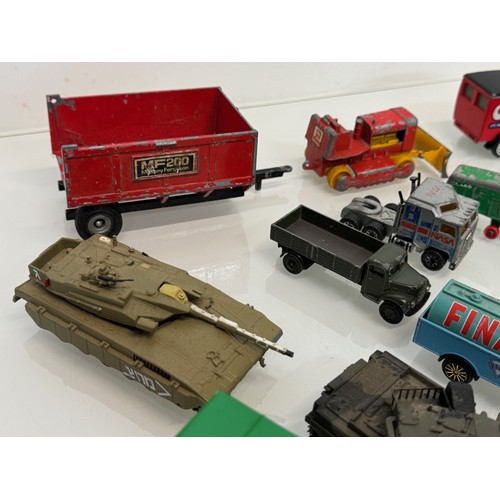 361 - Die cast toys, model military vehicle’s, tanks, armoured cars etc and commercial vehicles and lorrie... 