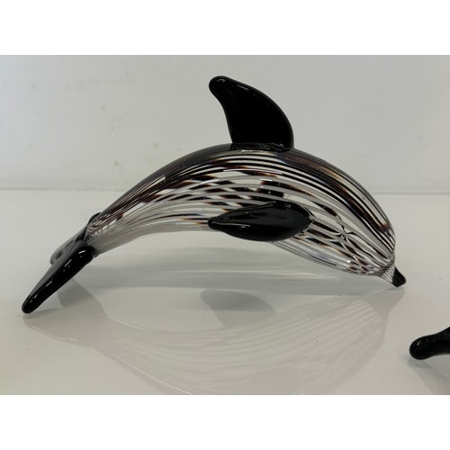 243 - Pair of mid century glass dolphins, each 17 cm long.

This lot is available for in-house shipping