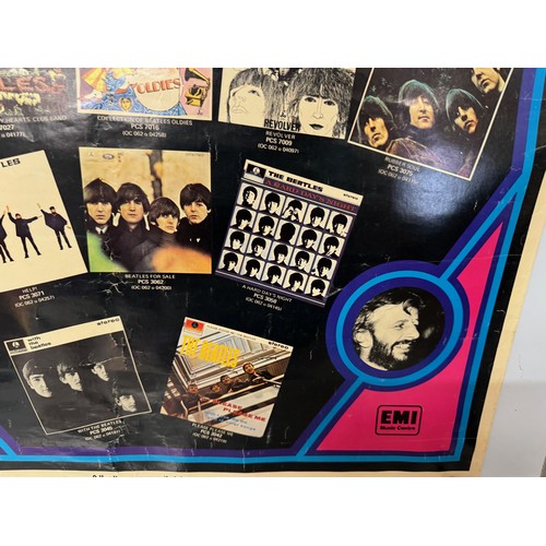 48 - Pop music, a Emi promotional poster for the Beatles albums in its catalogue. 99 cm x 68 cm.

This lo... 