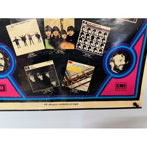 48 - Pop music, a Emi promotional poster for the Beatles albums in its catalogue. 99 cm x 68 cm.

This lo... 