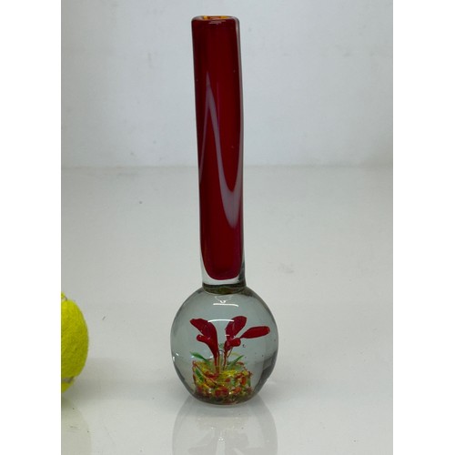 538 - Mid Century art glass spill vase, red colour way, 21 cm tall.

This lot is available for in-house sh... 