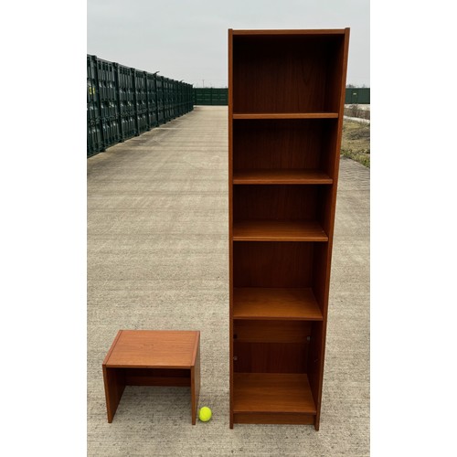 2 - Danish mid century furniture, teak shelving unit with additional top extension unit. 45 cm wide x 29... 