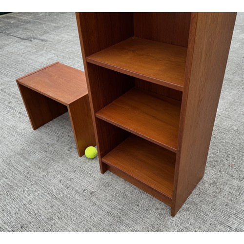 2 - Danish mid century furniture, teak shelving unit with additional top extension unit. 45 cm wide x 29... 